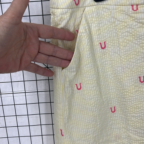 LILLY PULITZER YELLOW & WHITE SEERSUCKER HORSESHOE Ric rac border SKORT 8 - Picture 4 of 11